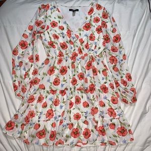 Floral poppy print Forever 21 long sleeve dress size M